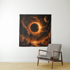 スペース・エクリプス・ウォールアート、終末の惑星プリント タペストリー