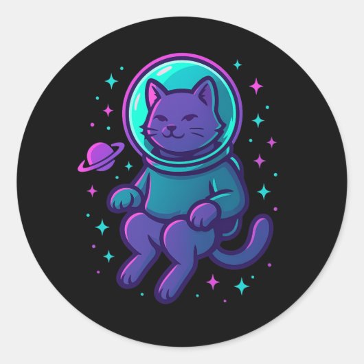 スペース+キティ+2099 - 宇宙飛行士の猫ステッカー ラウンドシール (正面)