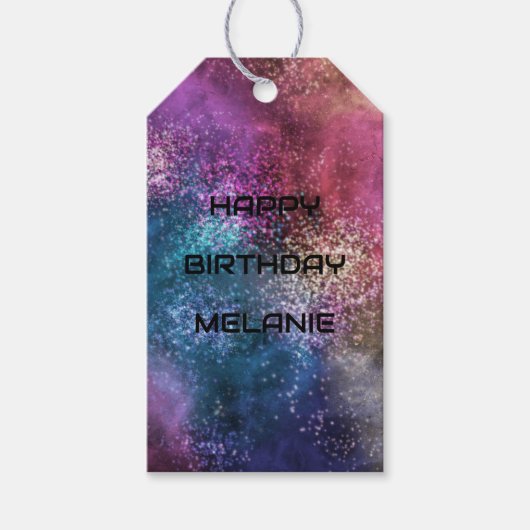 スペース ギャラクシー ハッピー バースデー ギフトタグ (正面)