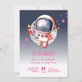 スペース ギャラクシー 月 3歳の誕生日 招待状 (正面)