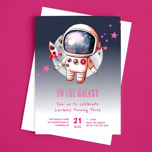 スペース ギャラクシー 月 3歳の誕生日 招待状