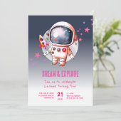 スペース ギャラクシー 月 4歳の誕生日 招待状 (スタンド正面)