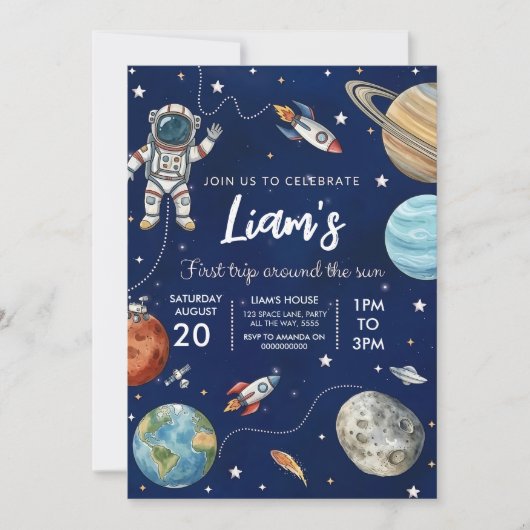 スペース 誕生日パーティー 招待状 ギャラクシー 招待状 スペース (正面)