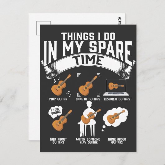スペータイムギタリストおもしろいミュージシャン ポストカード (正面/裏面)