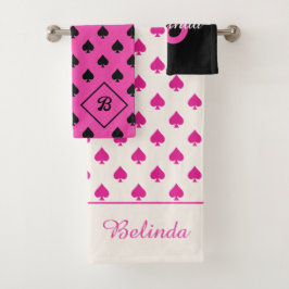 スペードのエースのパターファンシーン名モノグラムの バスタオルセット