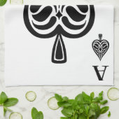 スペードのエース白黒遊カード キッチンタオル (折り畳み)