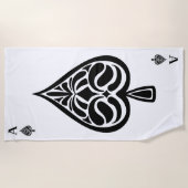スペードのエース白黒遊カード ビーチタオル (正面)