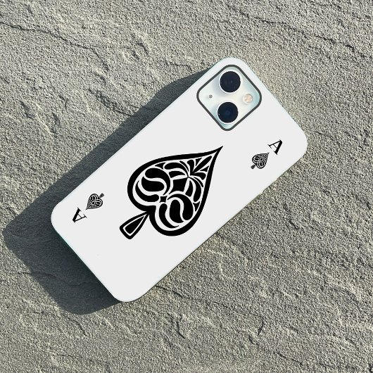 スペードのエース白黒遊カード iPhoneケース