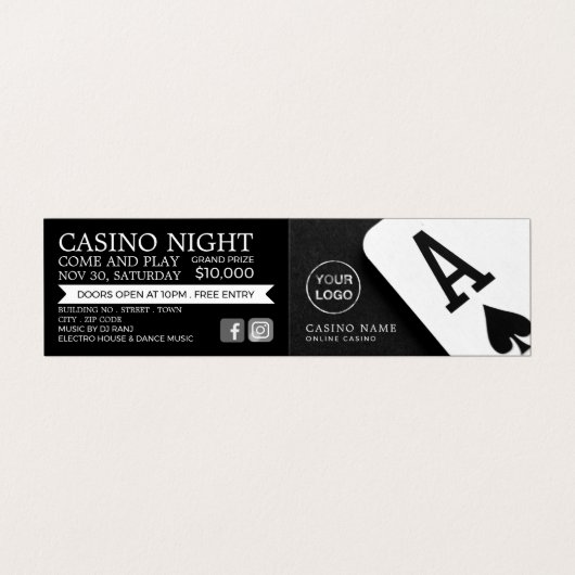 スペードのエース、カジノマネージャー詳細 名刺 (外部フラット)