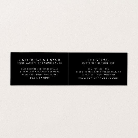 スペードのエース、カジノマネージャー詳細 名刺 (内部フラット)