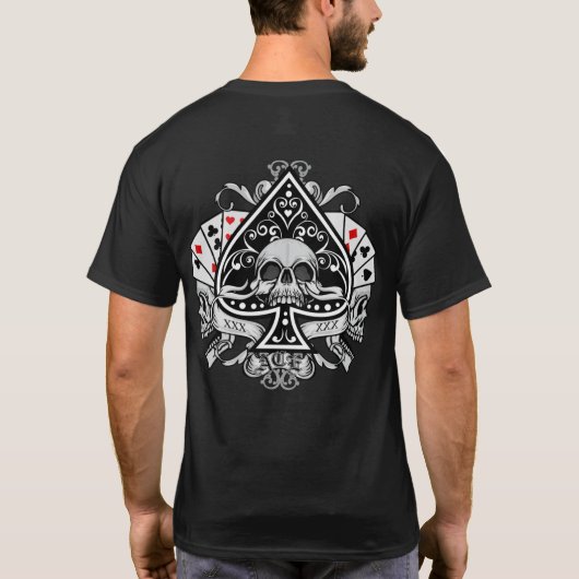 スペードのエース ドクロ トランプ ギャンブラー Tシャツ (裏面)