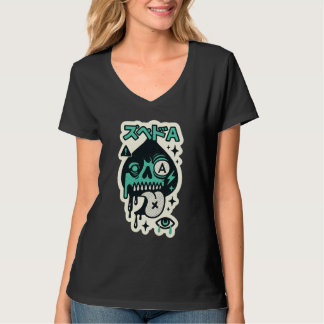 スペードのエース — ドリップスカルカタカナ Tシャツ