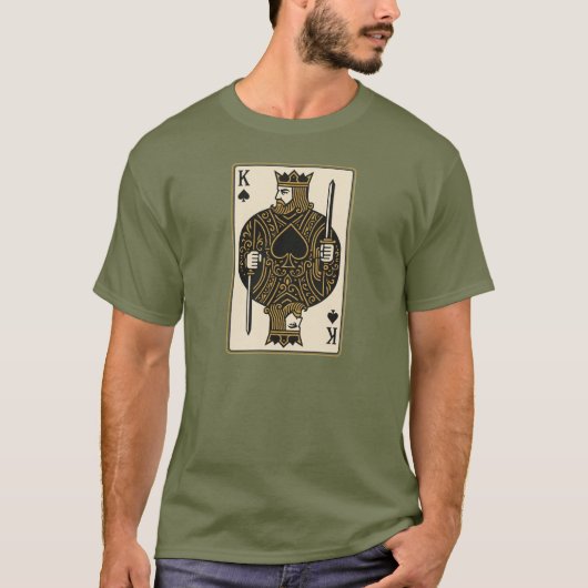 スペードのキング - 王者の黒と金 Tシャツ (正面)