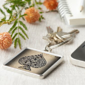 スペードのクールでグランジなレトロの芸術的なトランプのポーカーのエース キーホルダー (側面)