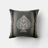 スペードのクールでグランジなレトロの芸術的なトランプのポーカーのエース クッション (裏面)