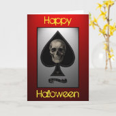 スペードのスカルのハロウィンカードのエース カード (黄色い花)