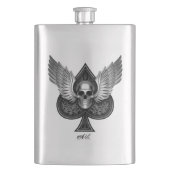 スペードのステンレス鋼のフラスコのスカルのエース フラスク (正面)