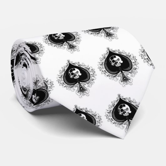 スペードのタイのスカルのエース ネクタイ (ロール)