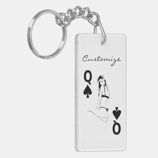 スペードのビキニの女の子Thunder_Coveの女王 キーホルダー (正面左)