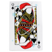 スペードのメリークリスマスの女王-あなたのイメージを加えて下さい ミディアムペーパーバッグ (正面)