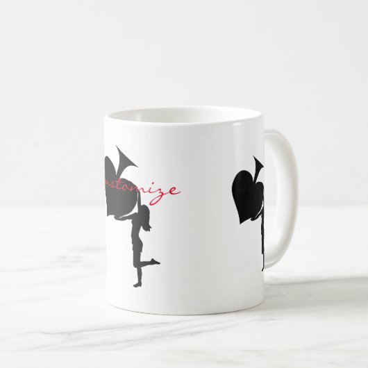 スペードの女王が黒いエースを持つ コーヒーマグカップ (正面右)