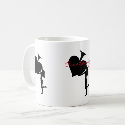 スペードの女王が黒いエースを持つ コーヒーマグカップ (正面左)