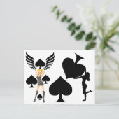 スペードの女王が黒のエースを保持 ポストカード (スタンド正面)