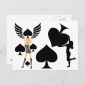 スペードの女王が黒のエースを保持 ポストカード (正面/裏面)