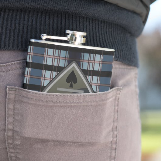 スペードパーソナライズされたトランプのポーカーブループレイドフラスコ フラスク (インサイチュ)