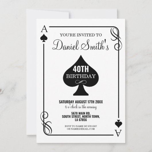 スペード遊ズカード誕生日エースベガスカジノ 招待状 (正面)