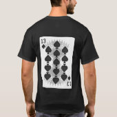 スペード13遊枚：のカード：ブラックシャツ：トランプのポーカー Tシャツ (裏面)