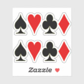 スペード、ダイヤモンド、クラブ、ハート遊のカードスーツx2 シール (シート)
