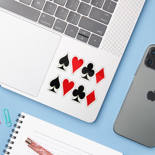 スペード、ダイヤモンド、クラブ、ハート遊のカードスーツx2 シール (ノートパソコンとiPhone)
