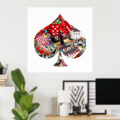 スペード – ラスベガス遊のカード形状 ポスター (ホームオフィス)