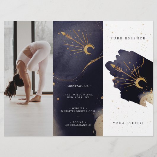 スホリスティックテナルサンムーンダークインクヨガトリフォールド (正面)