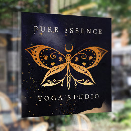 スホリスティックテリア太陽とムーンバタフライダークインク ウィンドウサイン