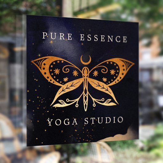 スホリスティックテリア太陽とムーンバタフライダークインク ウィンドウサイン