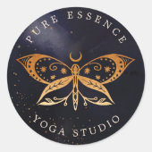 スホリスティックテリア太陽とムーンバタフライダークインク ラウンドシール (正面)