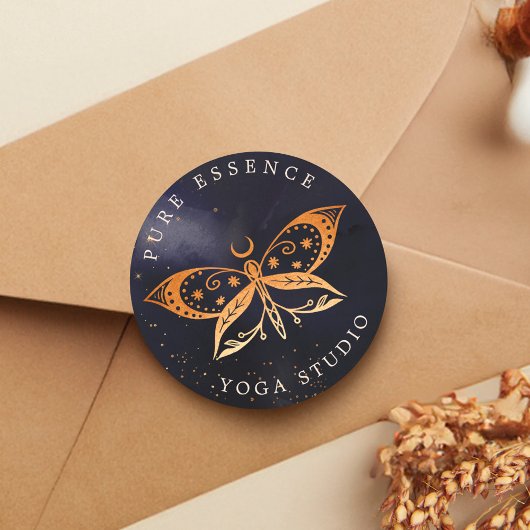 スホリスティックテリア太陽とムーンバタフライダークインク ラウンドシール