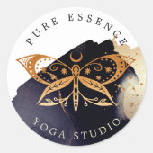 スホリスティックテリア太陽とムーンバタフライダークインク ラウンドシール (正面)