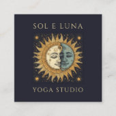 スホリスティックテリア金ゴールドダークブルーブラックサンムーン スクエア名刺 (正面)