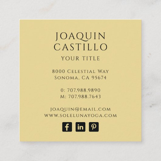 スホリスティックテリア金ゴールドブラックサンムーン スクエア名刺 (裏面)