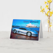 スポおもしろいーツカー誕生日 カード (黄色い花)