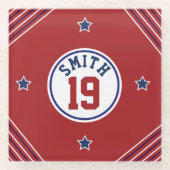 スポインスパイアートレッド&ブルーガラスコースター ガラスコースター (正面)