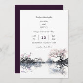 スポエレガントーンビル対ウォーター色ビーチ結婚式 招待状 (正面/裏面)