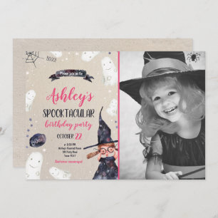 スポオクタキュラハロウィーンウィッチハット幽霊誕生日 招待状