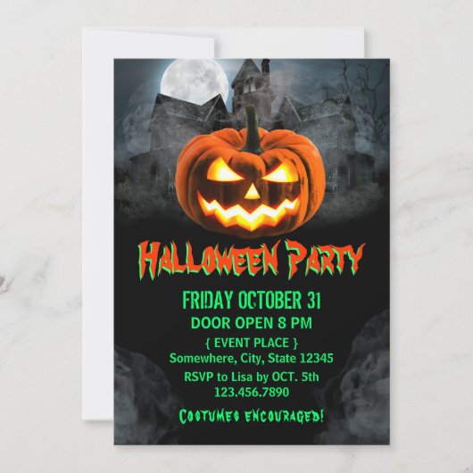 スポオクタキュラパンプキ幽霊のよく出るンハウスハローウィンパーティ 招待状 (正面)