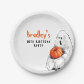 スポオクタキュラパーティーハロウィーン幽霊ボーイ誕生日 ペーパープレート (正面)