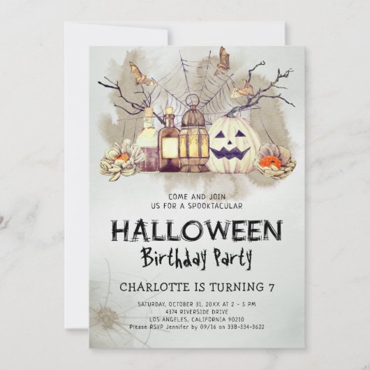 スポオクタキュラーキッズハロウィーン誕生日招待状 招待状 (正面)