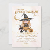 スポオクタキュラータイムハロウィーンウィッチガール誕生日 招待状 (正面)